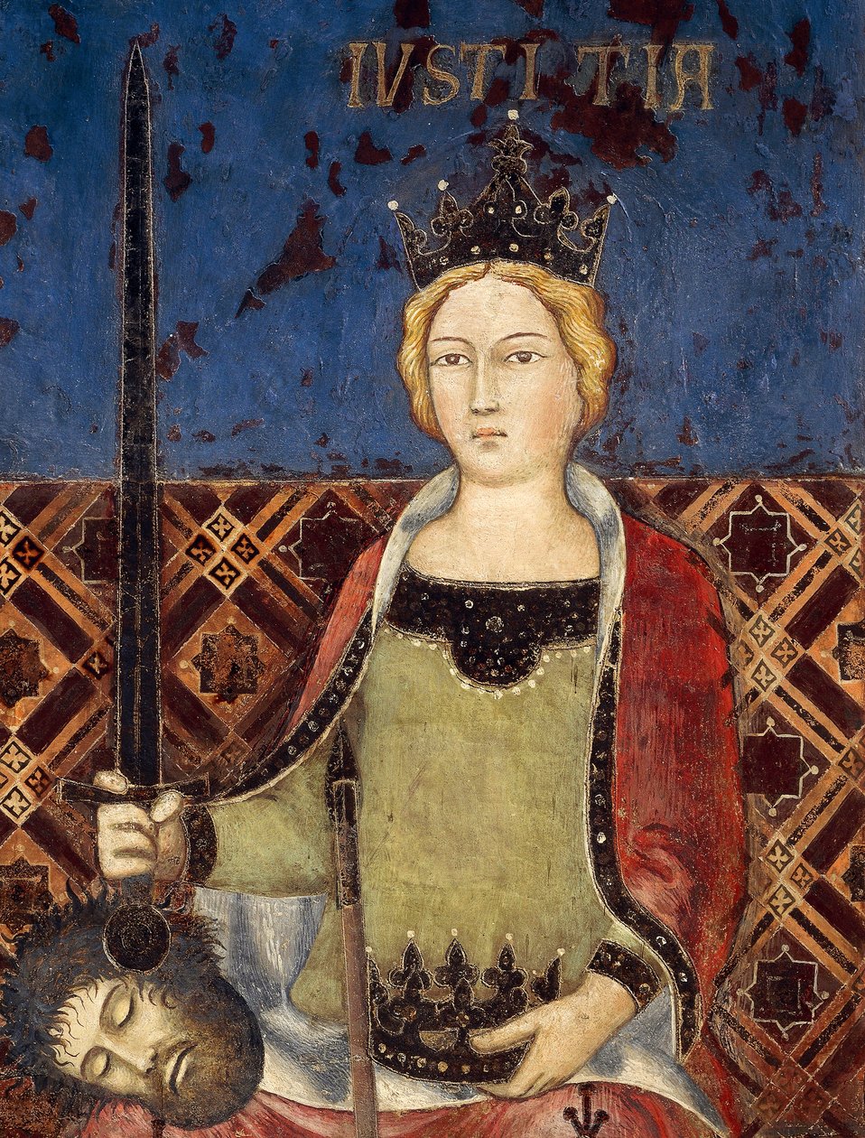 Allegorie der guten Regierung, Gerechtigkeit, Detail aus Allegorie und Auswirkungen der guten und schlechten Regierung auf Stadt und Land von Ambrogio Lorenzetti