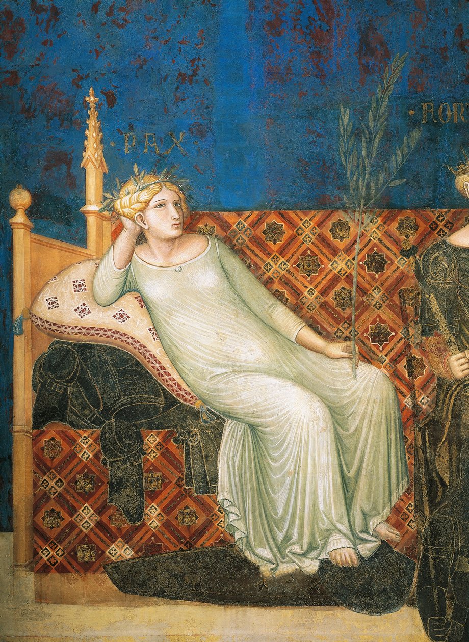 Allegorie der guten Regierung, Frieden (Detail) von Ambrogio Lorenzetti