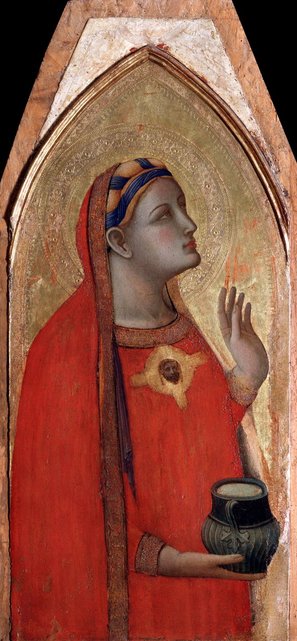 Maria Magdalena (linkes Panel des Polyptychons) von Ambrogio Lorenzetti