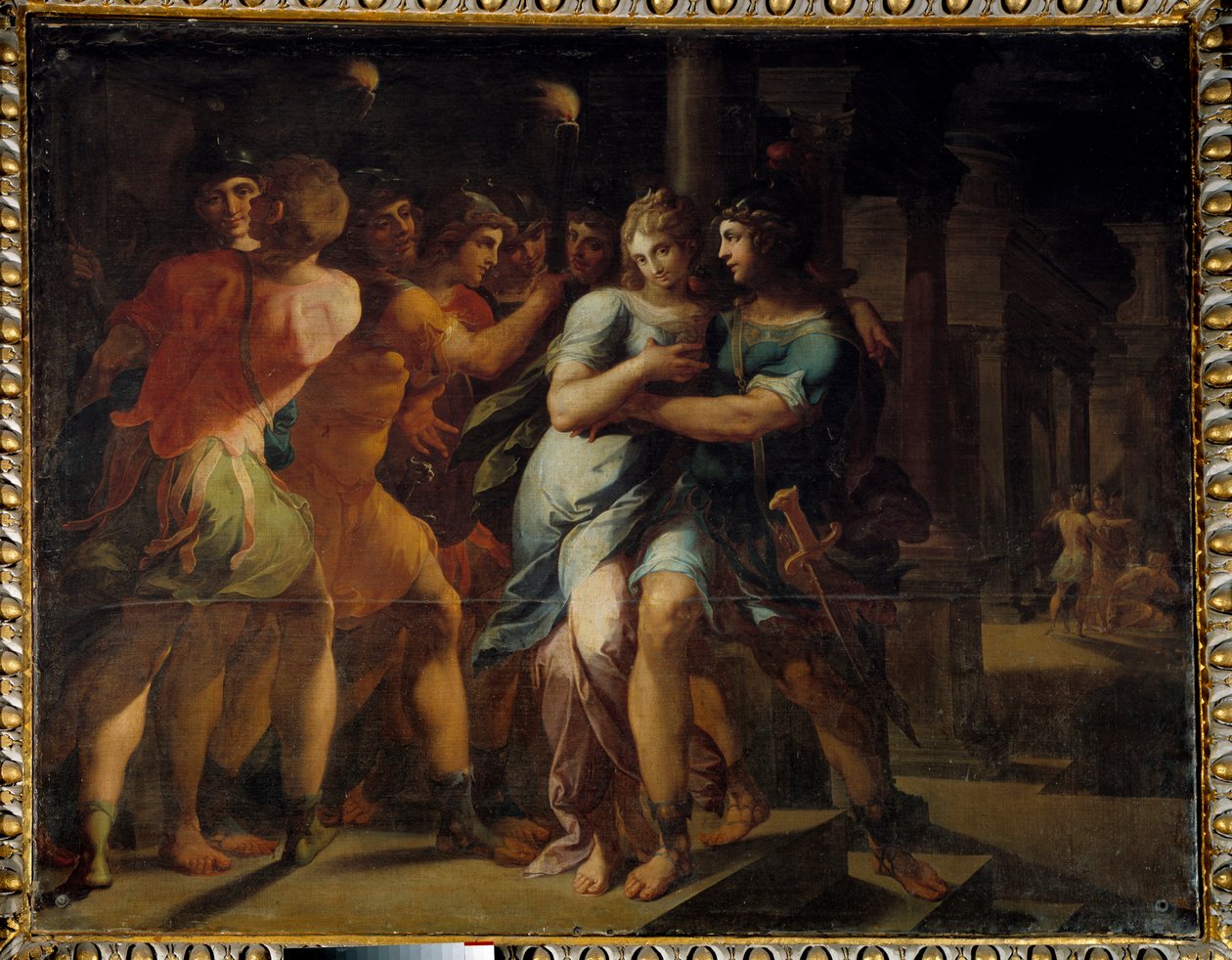 Die Entführung der Chariclea durch Theagenes, Illustration von „Die Äthiopik oder Geschichte der Liebe von Theagenes und Chariclea“ von Heliodoros von Ambroise Dubois