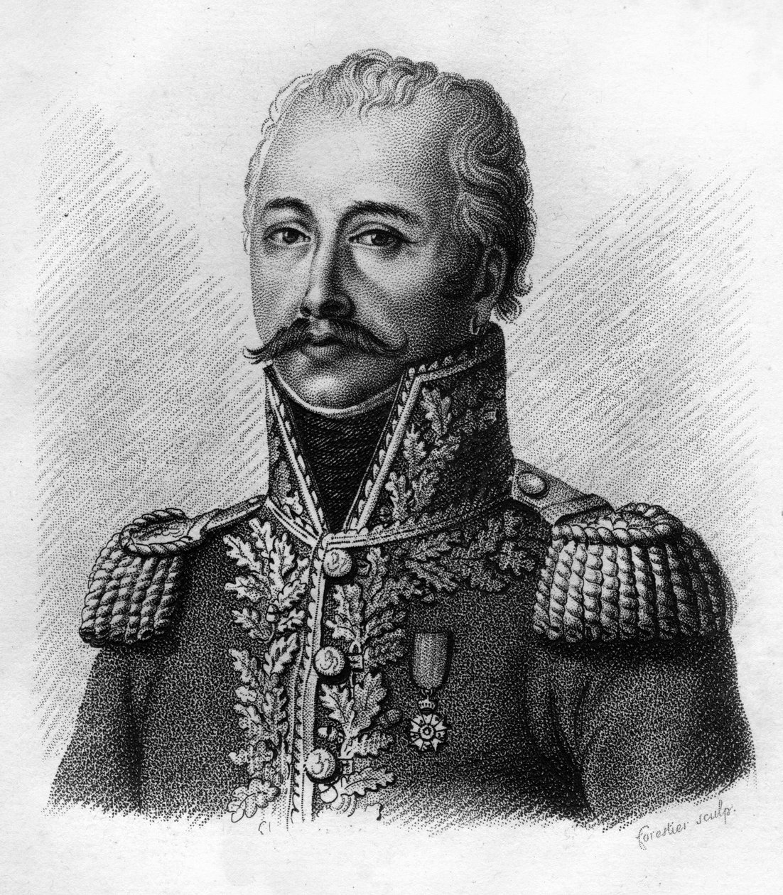 Antoine Guillaume MAURAILHAC de ELMAS de la COSTE dit DELMAS (1767-1813) - in „Portraits der französischen Generäle nach den Siegen und Eroberungen der Franzosen“. Graviert von Ambroise Tardieu im Jahr 1818. Stella Collection von Ambroise Tardieu