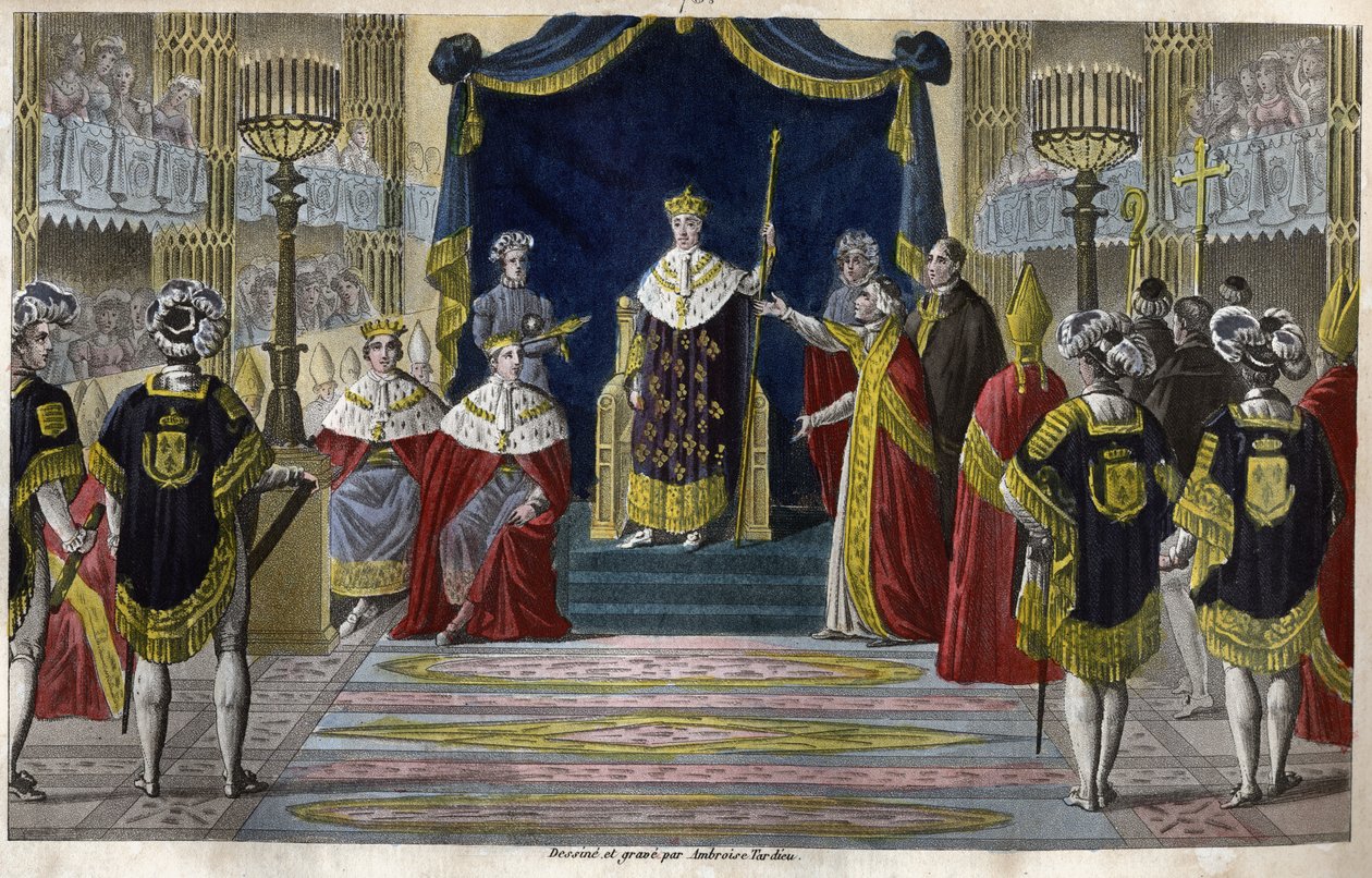 Charles X (1757-1836) wurde am 6. Mai in Reims zum König gekrönt von Ambroise Tardieu