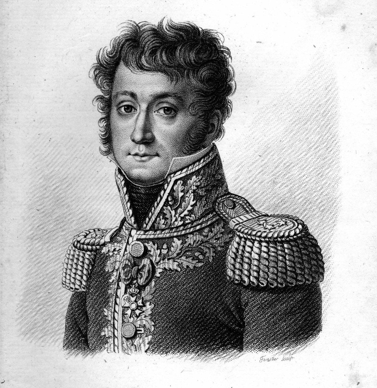 General Baron Gilbert Desiree Joseph Bachelu (1777-1849). In „Portraits der französischen Generäle“. Graviert von Ambroise Tardieu 1818. Stella Sammlung von Ambroise Tardieu