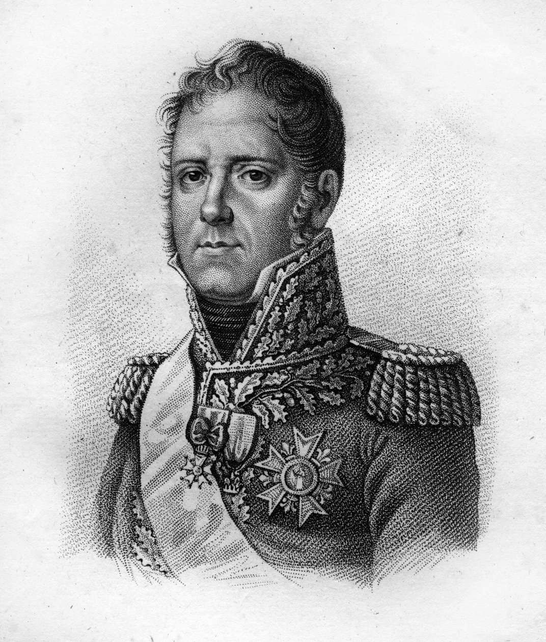 Michel Ney (1769-1815), Marschall von Frankreich, Herzog von Elchingen, Prinz von Moskau - in „Porträts der französischen Generäle nach den Siegen und Eroberungen der Franzosen“. Graviert von Ambroise Tardieu im Jahr 1818. Stella Sammlung von Ambroise Tardieu