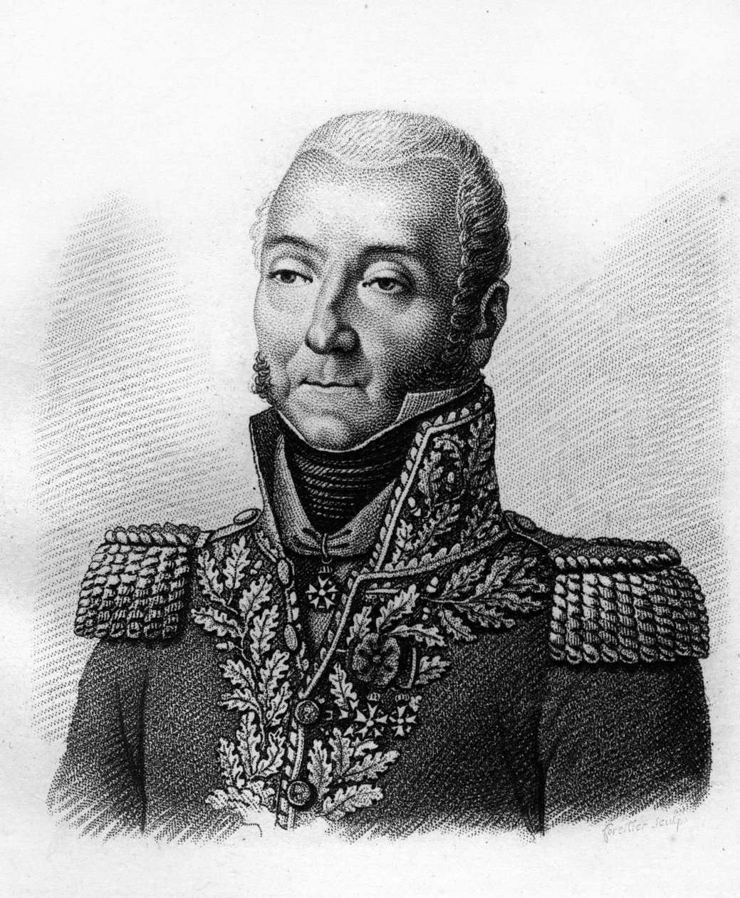 Porträt des Generals Jérôme Soules 1760-183. In „Portraits der französischen Generäle nach den Siegen und Eroberungen der Franzosen“. Graviert von Ambroise Tardieu im Jahr 1818. Stella Collection von Ambroise Tardieu