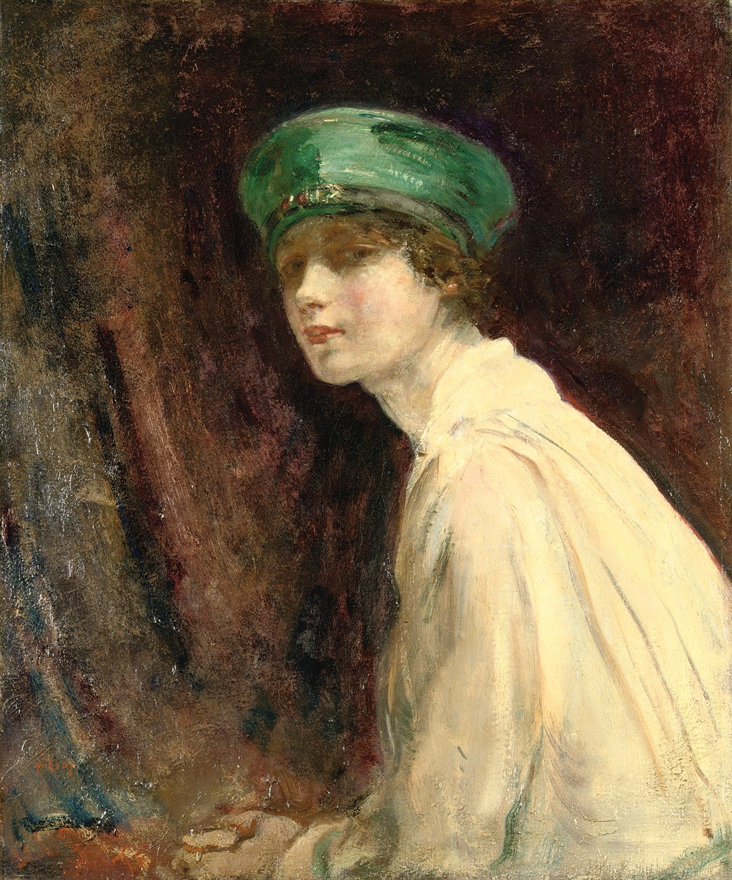 Das grüne Hut, Porträt von Mrs. Claude Johnson, 1918 von Ambrose McEvoy