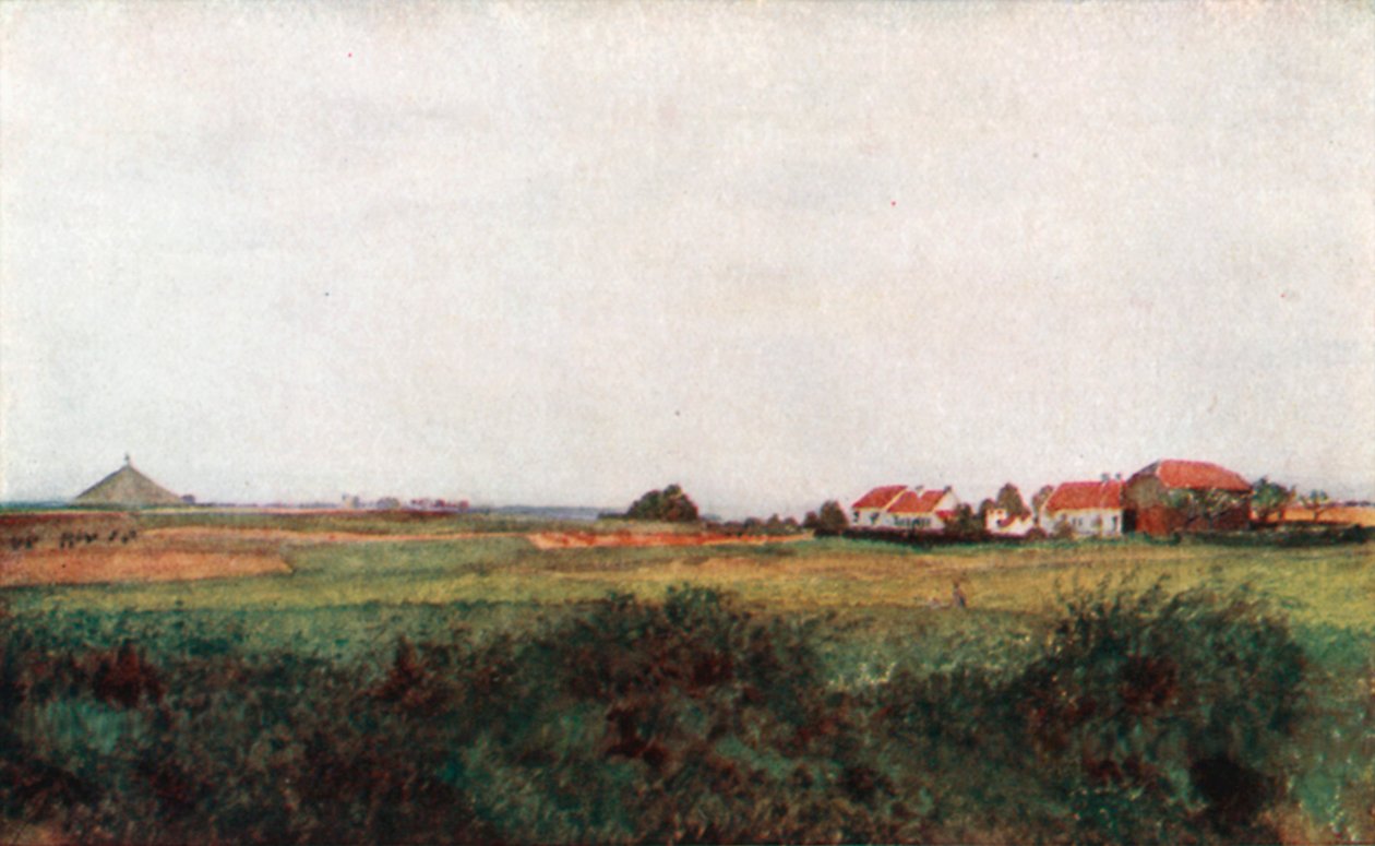 Der Bauernhof von La Belle Alliance und der Hügel mit dem belgischen Löwen, Waterloo von Amedee (after) Forestier