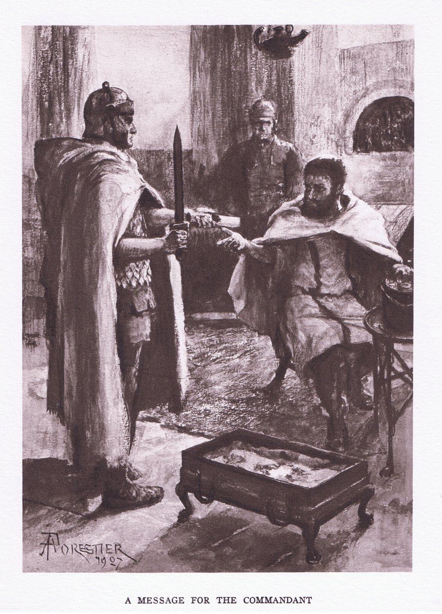 Eine Nachricht vom Kommandanten, Illustration aus Der römische Soldat, 1928 von Amedee Forestier