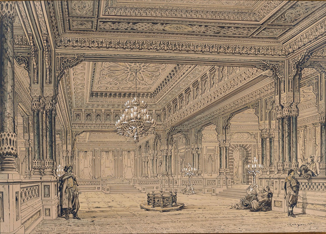 Innenansicht des Çırağan-Palastes in Istanbul, 1872 von Amedeo Preziosi