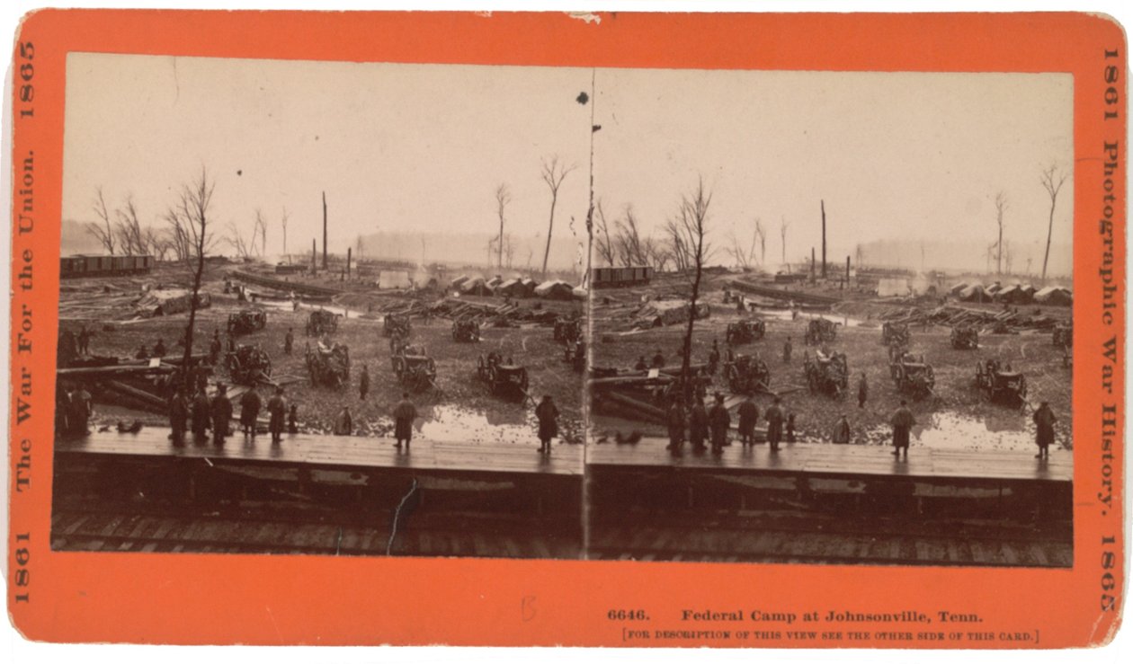 Stereokartenansicht von Johnsonville, TN vor der Evakuierung, als es von Forrest bedroht wurde, Dezember 1864, veröffentlicht von Taylor und Huntington, Hatford, Conn, ca. 1880 von American Photographer
