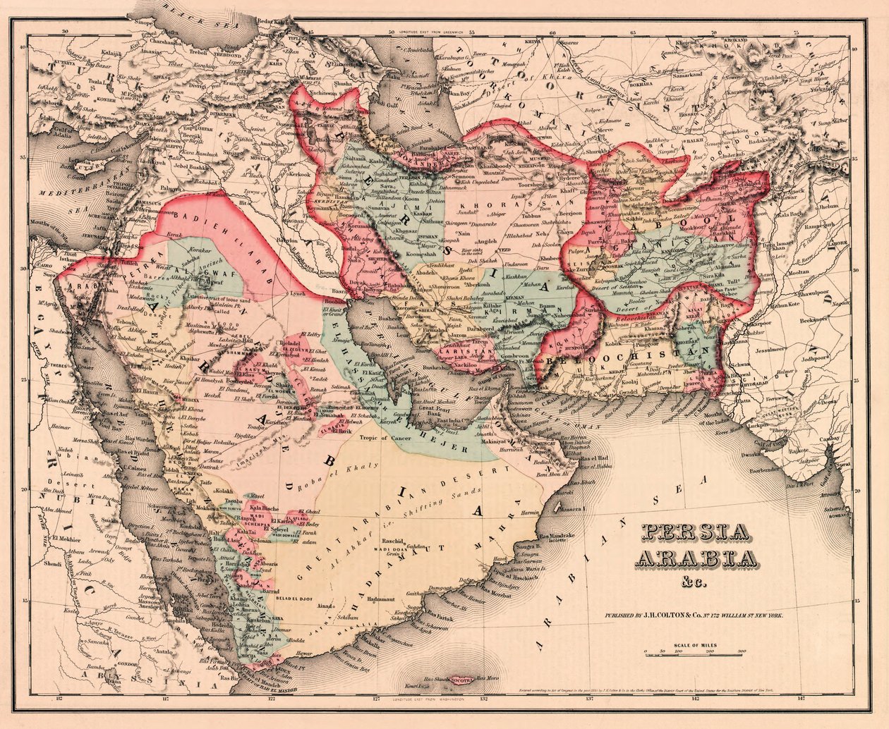 Der Nahe Osten Mitte des 19. Jahrhunderts, aus Coltons General Atlas, Ausgabe von 1857 von American School