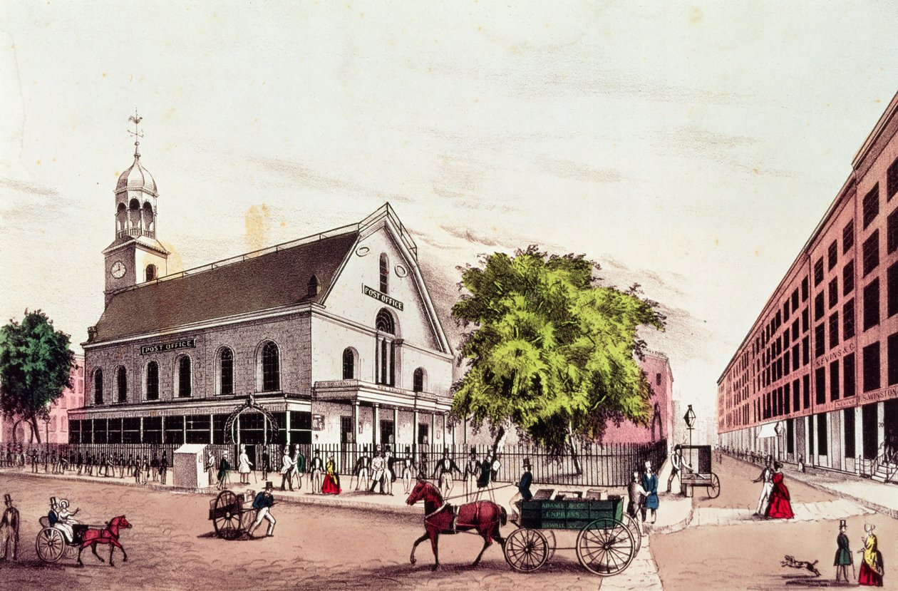 Das Postamt, New York, graviert von Nathaniel Currier (1813-88) von American School
