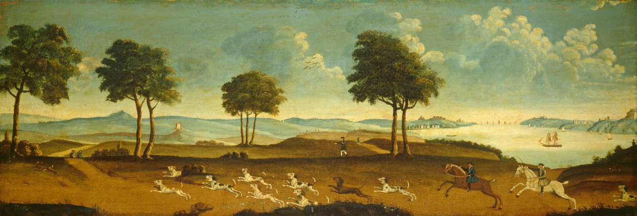 Jagdszene mit einem Hafen von American 18th Century