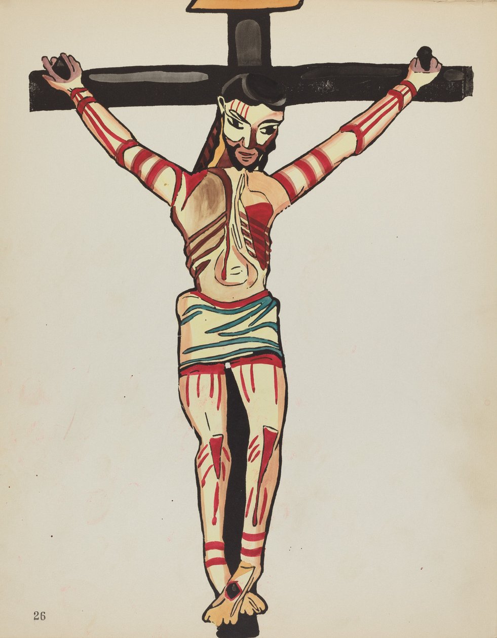 Tafel 26: Christus gekreuzigt, Taos: Aus dem Portfolio "Spanische Kolonialdesigns von New Mexico" von American 20th Century