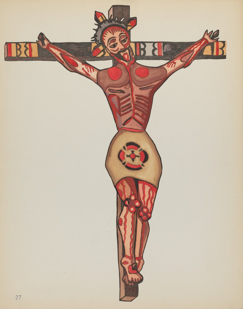 Teller 27: Christus gekreuzigt: Aus dem Portfolio "Spanische Kolonialdesigns von New Mexico" von American 20th Century