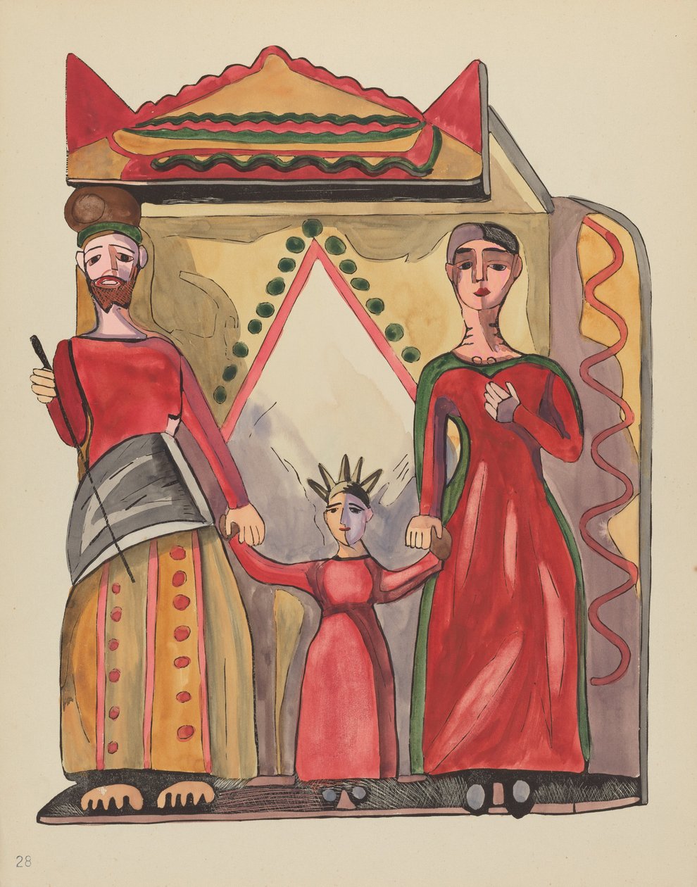 Tafel 28: Die Heilige Familie: Aus dem Portfolio "Spanische Kolonialdesigns von New Mexico" von American 20th Century