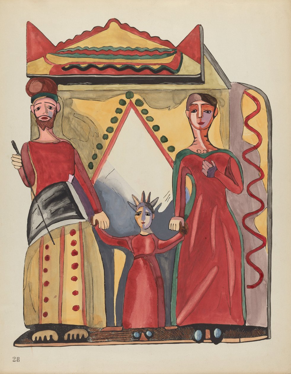 Tafel 28: Die Heilige Familie: Aus dem Portfolio "Spanische Kolonialdesigns von New Mexico" von American 20th Century