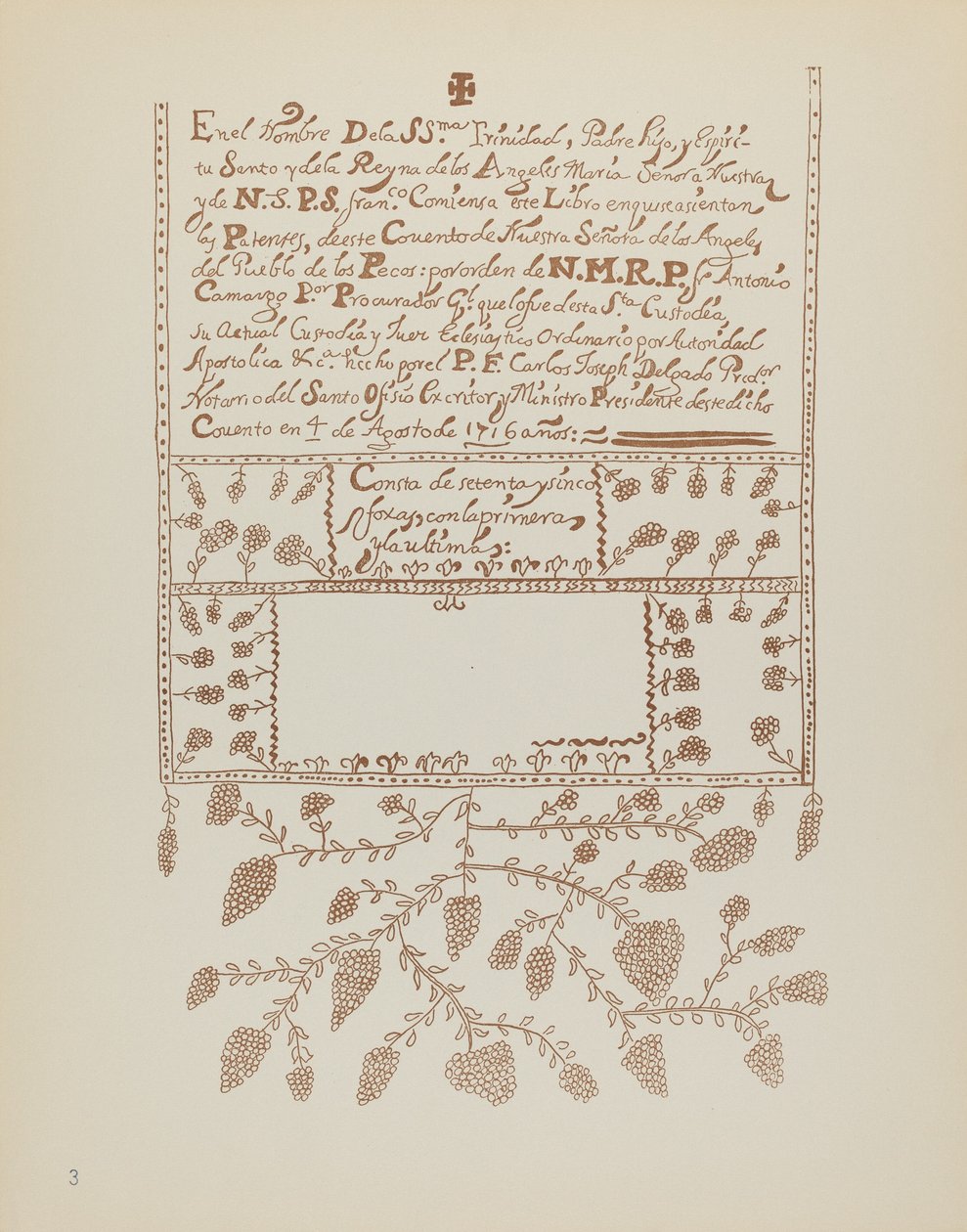 Tafel 3: Pecos Buch der Besuche: Aus dem Portfolio "Spanische Kolonialdesigns von New Mexico" von American 20th Century