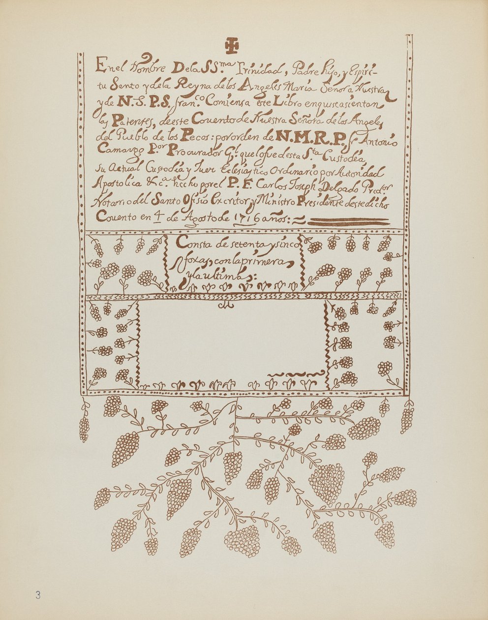 Tafel 3: Pecos Buch der Besuche: Aus dem Portfolio "Spanische Kolonialdesigns von New Mexico" von American 20th Century