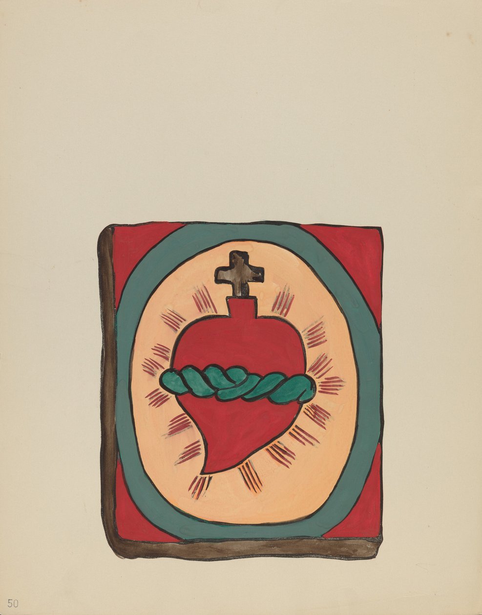 Tafel 50: Heiliges Herz: Aus dem Portfolio "Spanische Kolonialdesigns von New Mexico" von American 20th Century