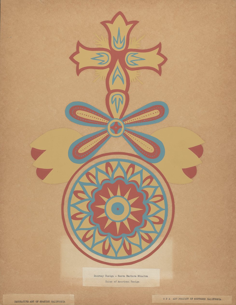 Santa Barbara Missions-Türdesign aus dem Portfolio "Dekorative Kunst von Spanisch-Kalifornien" von American 20th Century