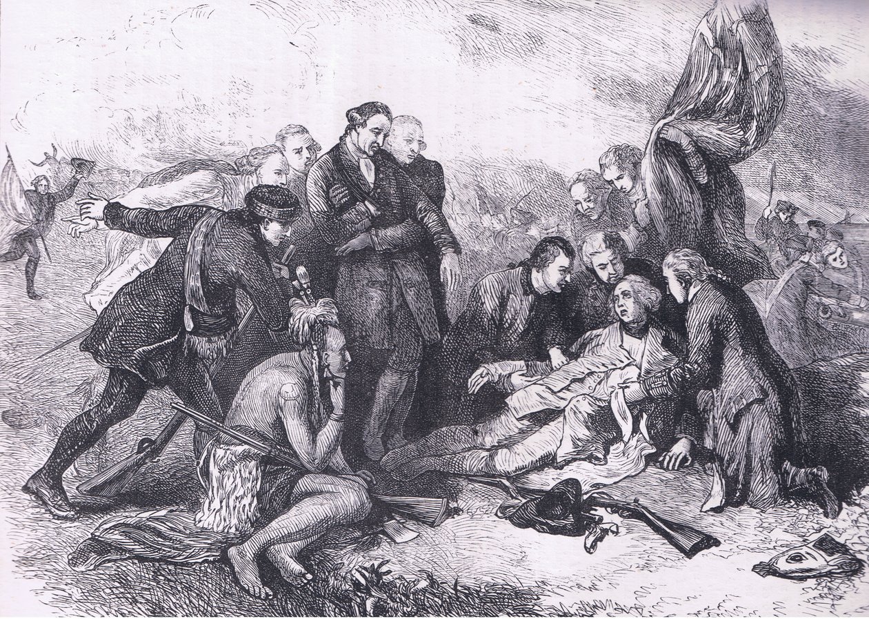 Tod von Wolfe, Illustration aus Cassells Geschichte der Vereinigten Staaten, veröffentlicht von Cassell, Petter & Galpin, ca. 1900 (Lithografie) von American English school