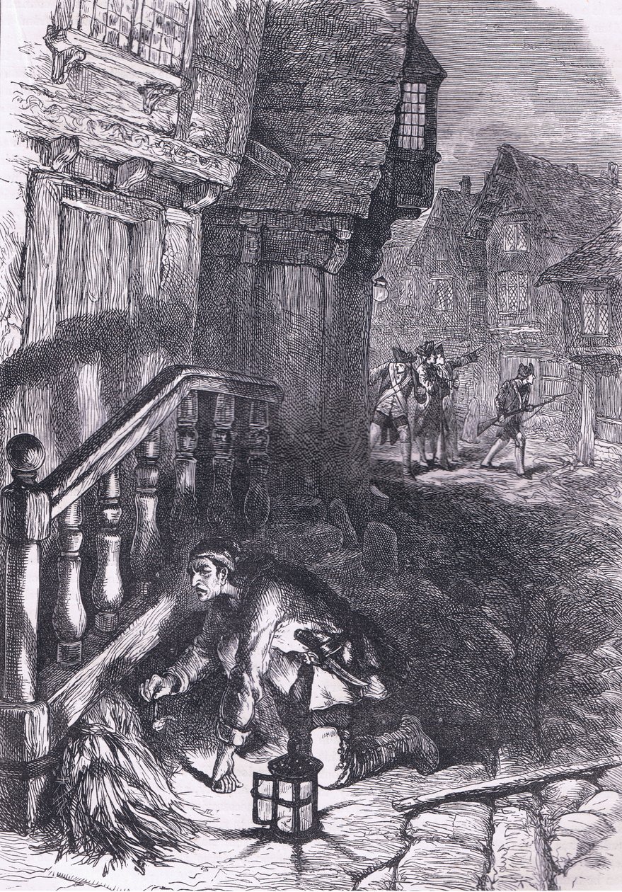 Erkennung eines Brandstifters, Illustration aus Cassells Geschichte der Vereinigten Staaten, veröffentlicht von Cassell, Petter & Galpin, um 1900 (Lithographie) von American English school