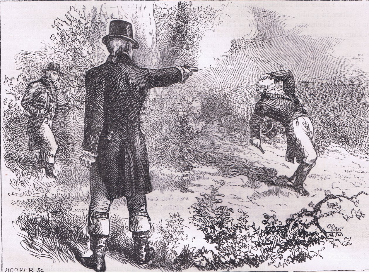 Duell zwischen Burr und Hamilton, Illustration aus Cassells Geschichte der Vereinigten Staaten, veröffentlicht von Cassell, Petter & Galpin, ca. 1900 von American English school