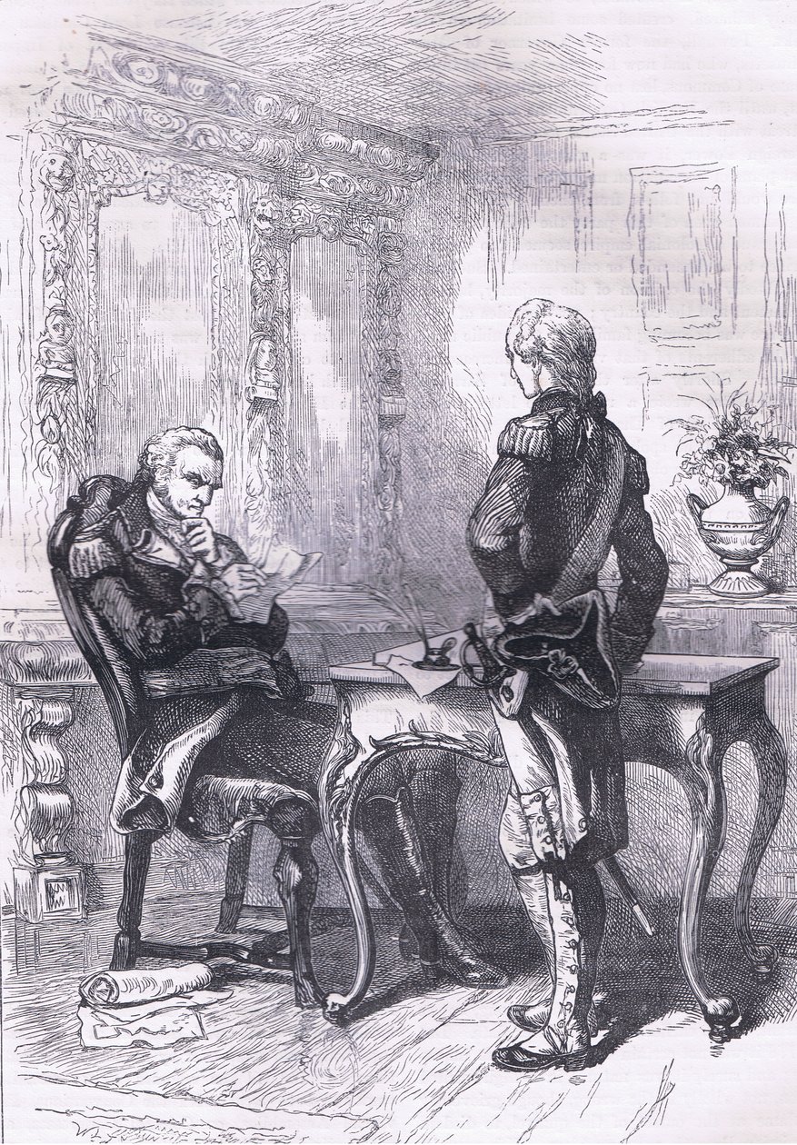 Lafayette und Washington, Illustration aus Cassells Geschichte der Vereinigten Staaten, veröffentlicht von Cassell, Petter & Galpin, ca. 1900 (Lithografie) von American English school