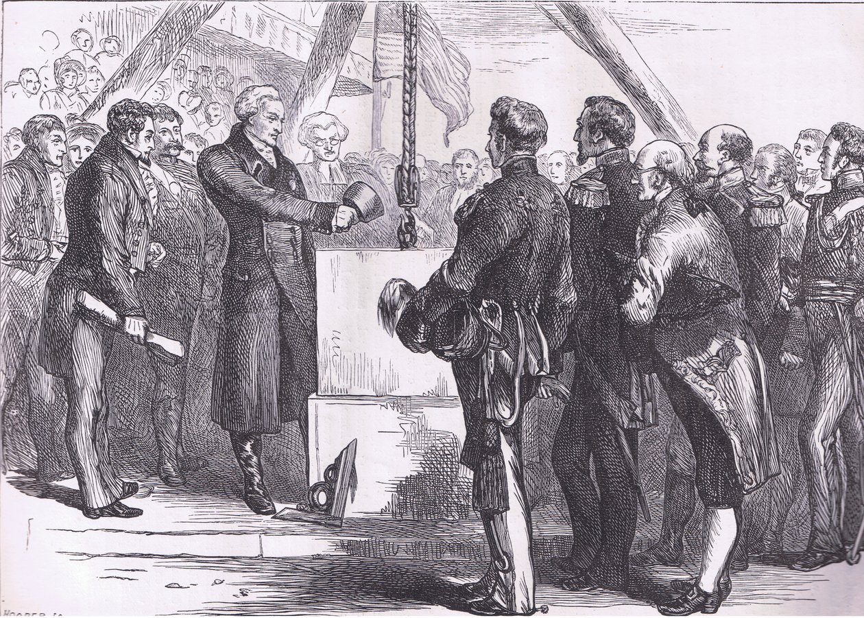 Lafayette legt den Grundstein des Bunker Hill Denkmals, Illustration aus Cassells Geschichte der Vereinigten Staaten von American English school
