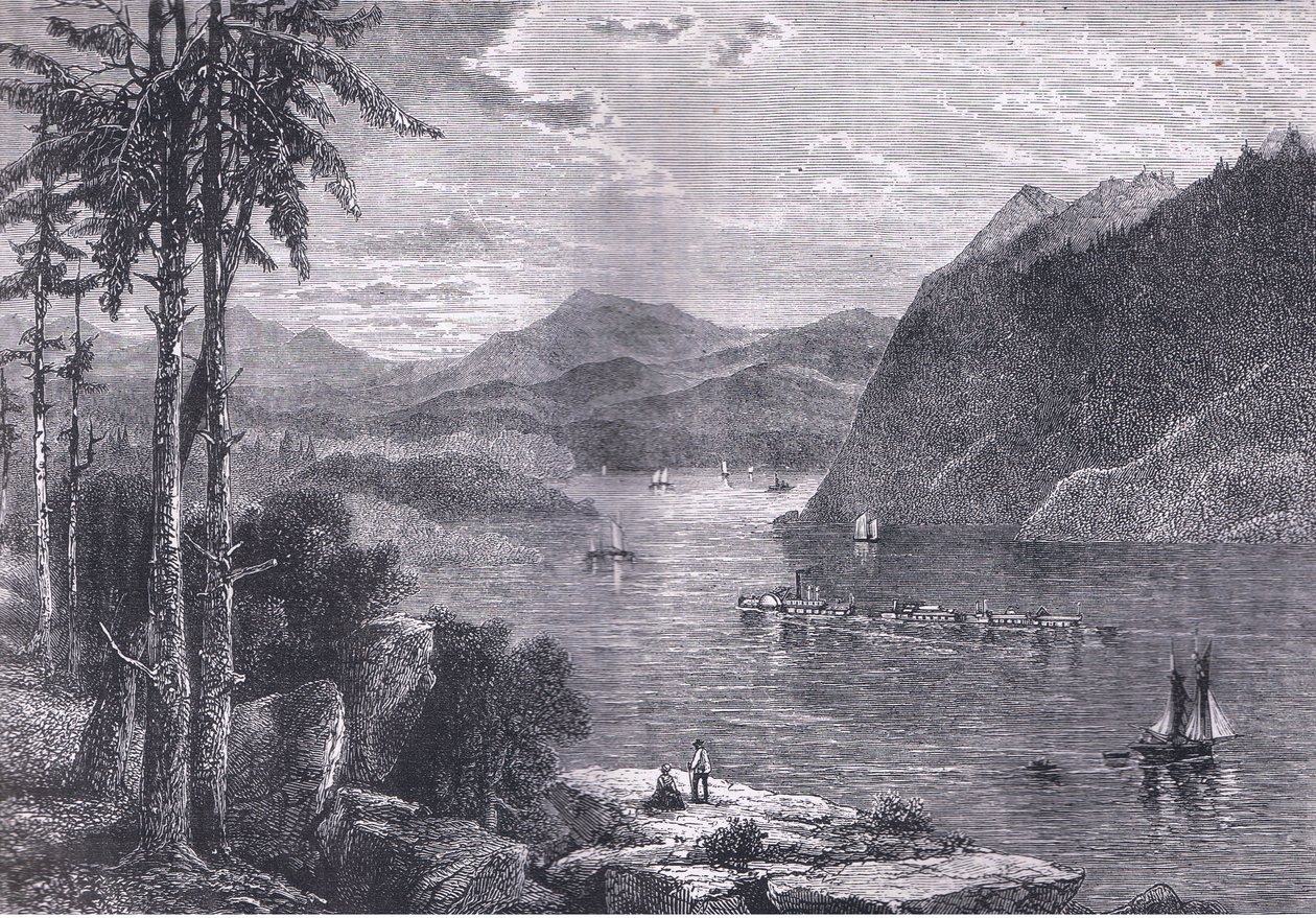 Die Hudson Highlands (Illustration aus Cassells Geschichte der Vereinigten Staaten) von American English school