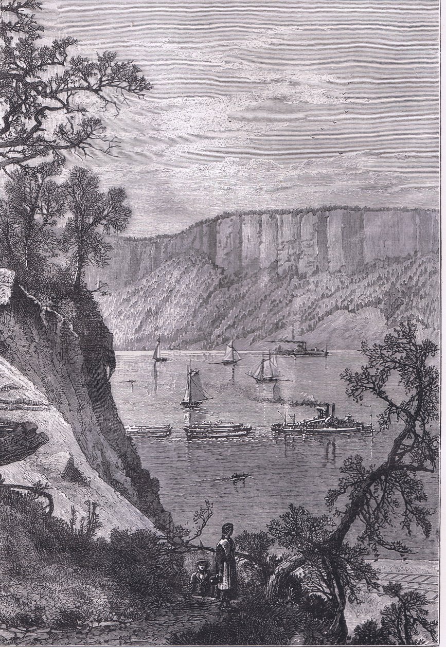 Die Palisaden des Hudson, Illustration aus Cassells Geschichte der Vereinigten Staaten, veröffentlicht von Cassell, Petter & Galpin, ca. 1900 (Lithografie) von American English school