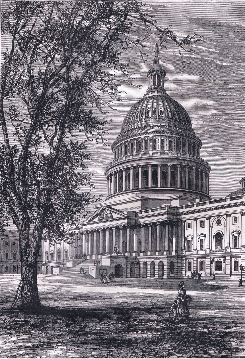 Ansicht des Kapitols, Washington, Illustration aus Cassells Geschichte der Vereinigten Staaten, veröffentlicht von Cassell, Petter & Galpin, ca. 1900 (Litho) von American English school