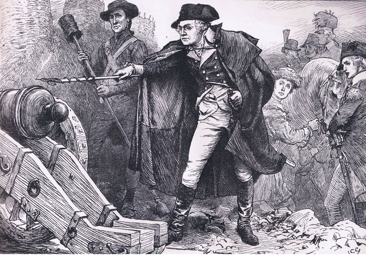 Washington bei der Belagerung von Yorktown, Illustration aus Cassells Geschichte der Vereinigten Staaten, veröffentlicht von Cassell, Petter & Galpin, um 1900 (Lithographie) von American English school