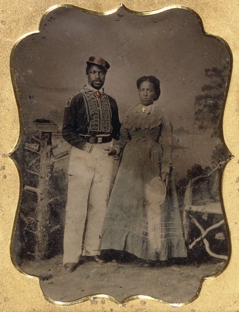 Feuerwehrmann und Braut, ca. 1860 von American Photographer