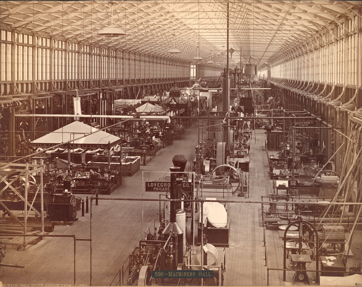 Maschinenhalle, South Avenue, Philadelphia Centennial International Exhibition, 1876 (Silberalbuminabzug) von American Photographer