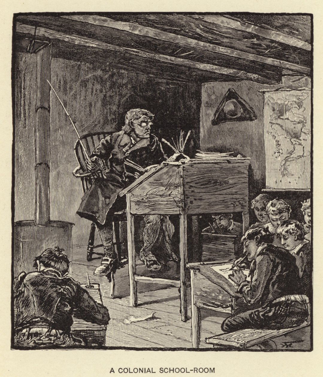 Ein koloniales Klassenzimmer von American School