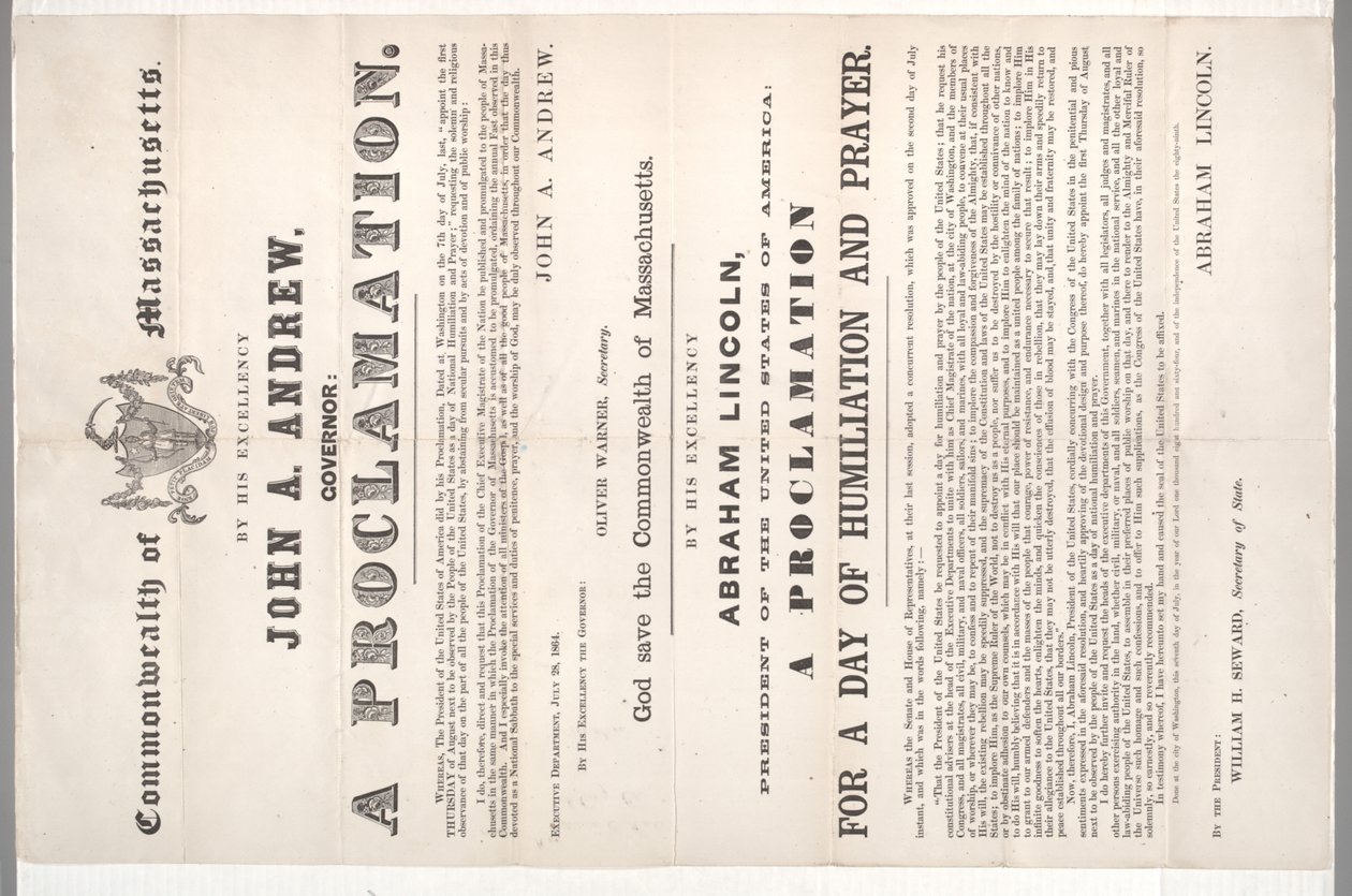 Ein Aufruf zu einem Tag der Demütigung und des Gebets, 28. Juli 1864 von American School