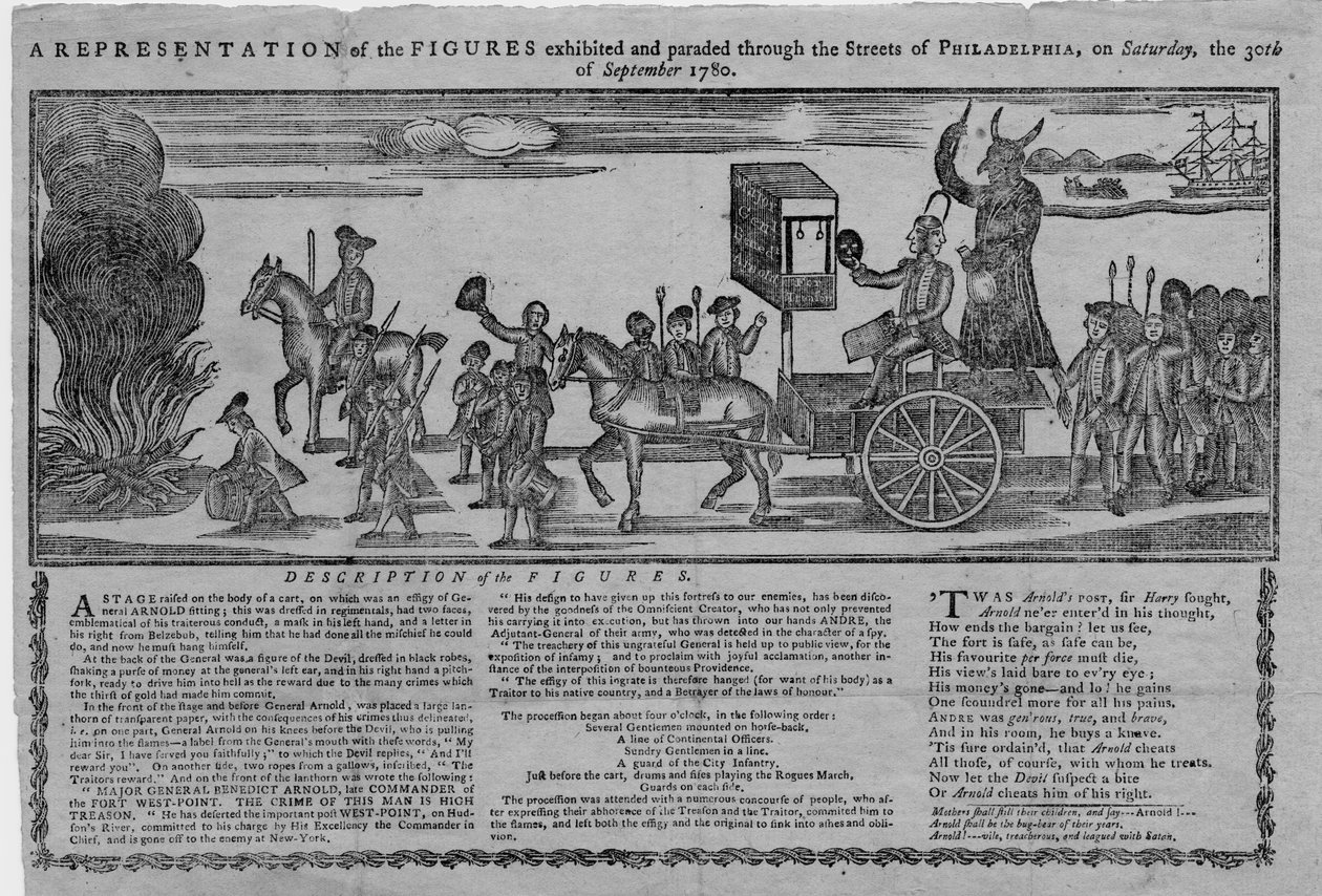 Eine Darstellung der Figuren, die am Samstag, dem 30. September 1780, durch die Straßen von Philadelphia ausgestellt und paradiert wurden von American School