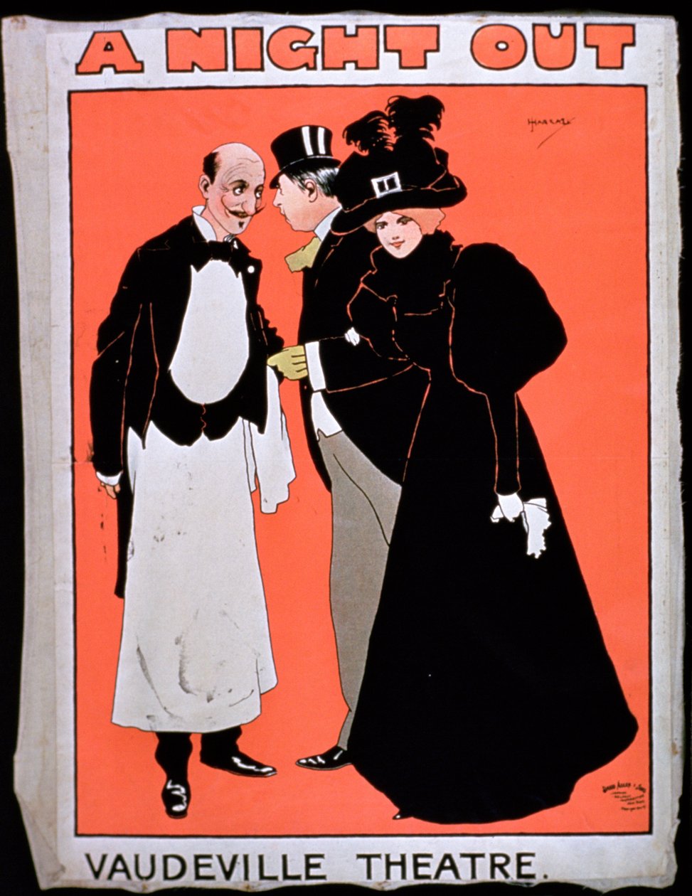 Werbung für Eine Nacht auswärts, im Vaudeville-Theater von American School