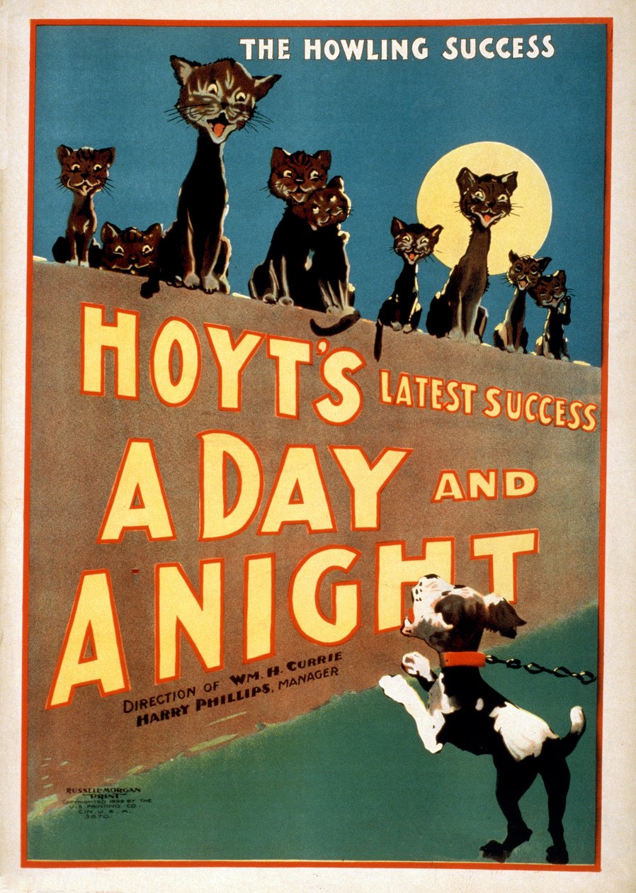 Werbung für Charles Hoyts A Day and a Night, veröffentlicht 1899 von American School