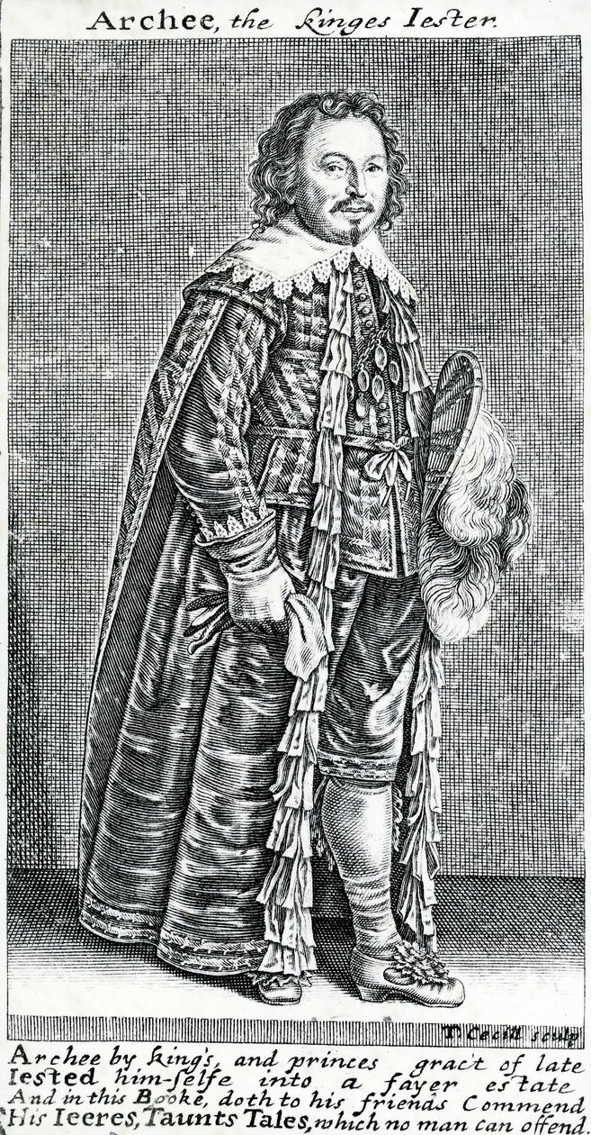Archee, der königliche Narr, ein Porträt von Archibald Armstrong, von Thomas Cecill, 1639-1640 von American School