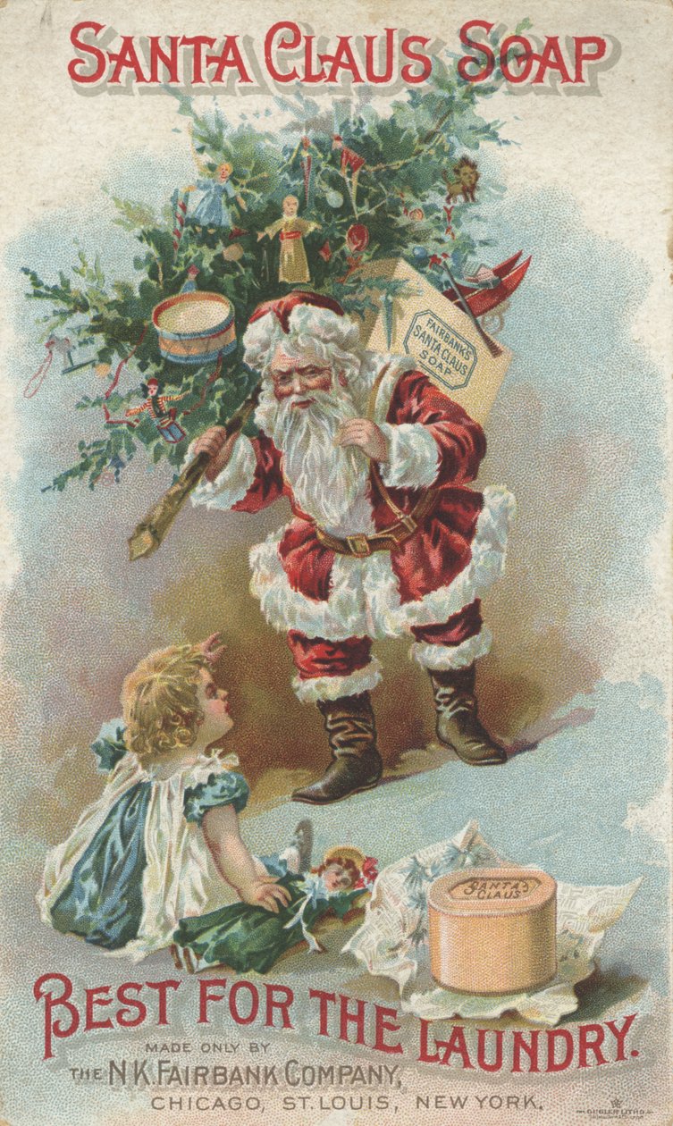 Am besten für die Wäsche, Werbung für Fairbanks Santa Claus Soap, ca. 1880 von American School