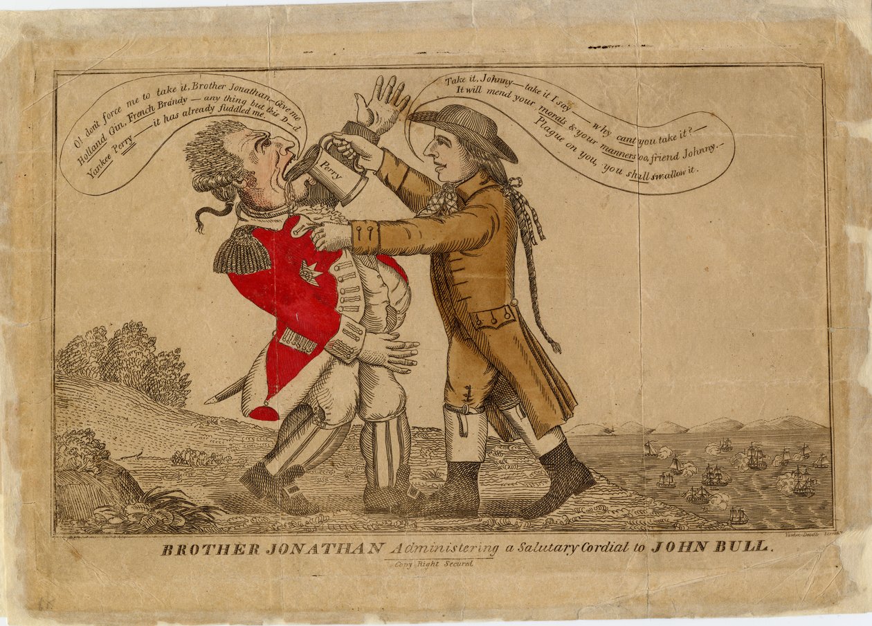 Bruder Jonathan verabreicht John Bull ein wohltuendes Stärkungsmittel von American School