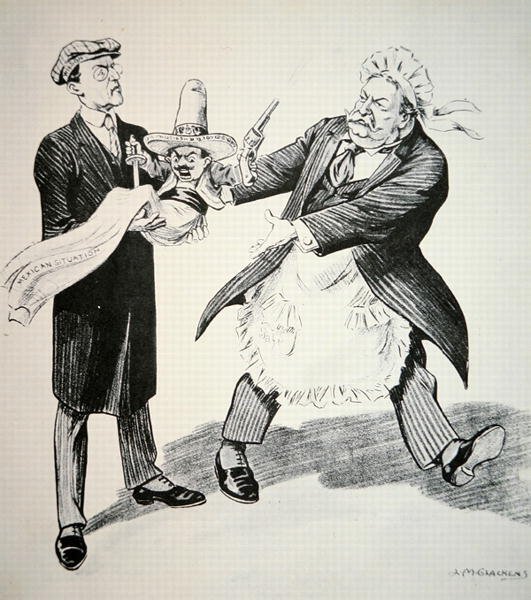 Karikatur, die Präsident William H. Taft darstellt, wie er die problematische 