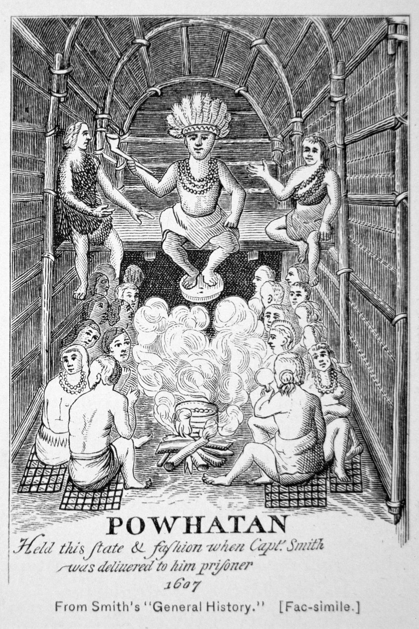 Häuptling Powhatan, wie er 1607 erschien, aus Smiths 