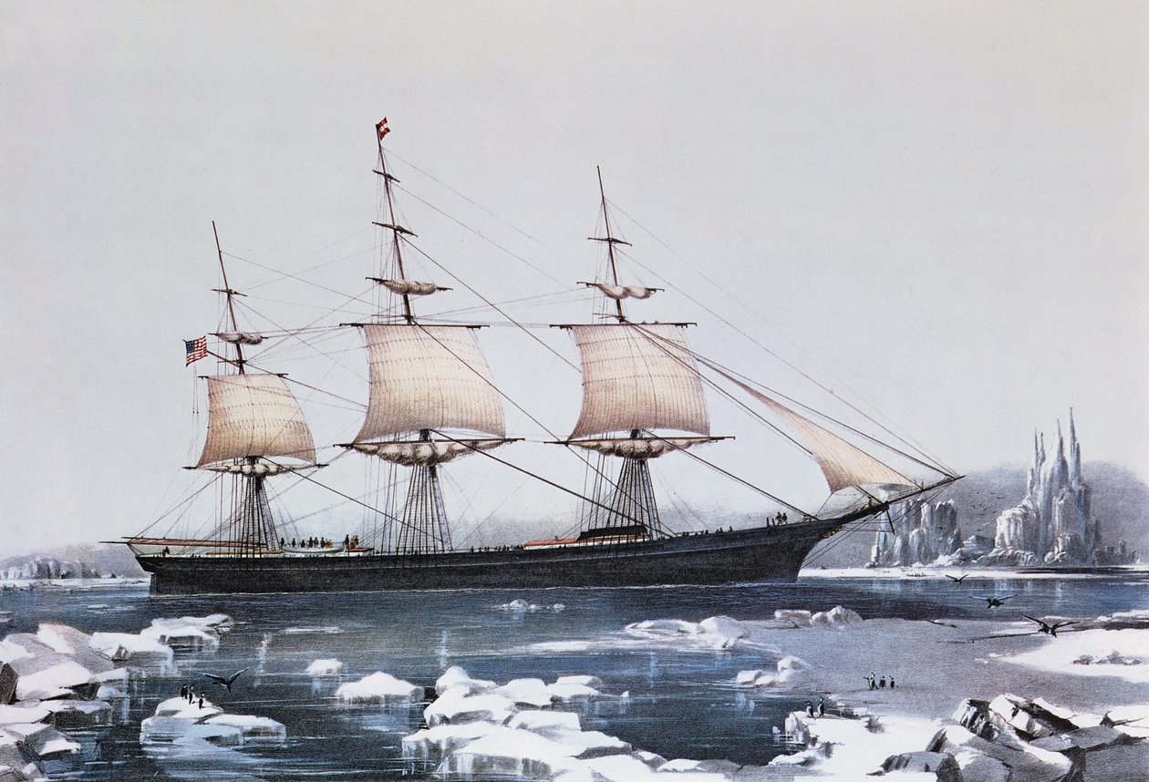 Klipperschiff Red Jacket im Eis vor Kap Hoorn auf ihrer Passage von Australien nach Liverpool, veröffentlicht von Currier und Ives, 1854 von American School