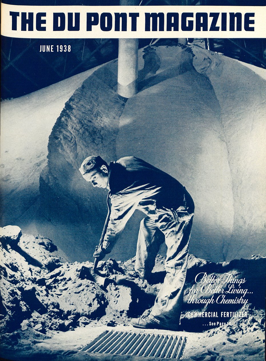Handelsdünger, Titelseite des DuPont Magazins, Juni 1938 von American School