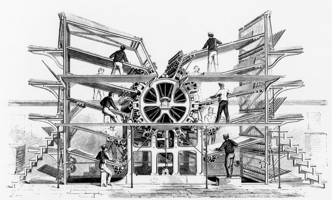Zylinder-Druckpresse erfunden von Richard March Hoe (1812-86) New York, 1846 von American School