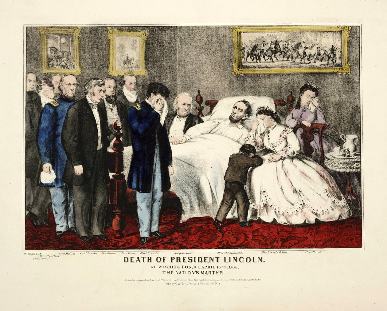 Tod von Präsident Lincoln, in Washington, DC, 15. April 1865, veröffentlicht 1865 von American School